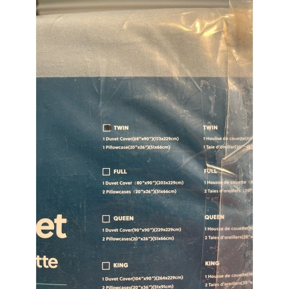 New - Bedsure Set Blue Duvet & Pillowcase - Twin Size